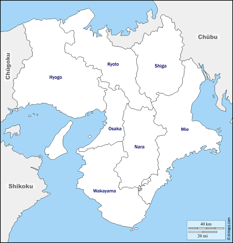 関西エリア　地図　イラスト