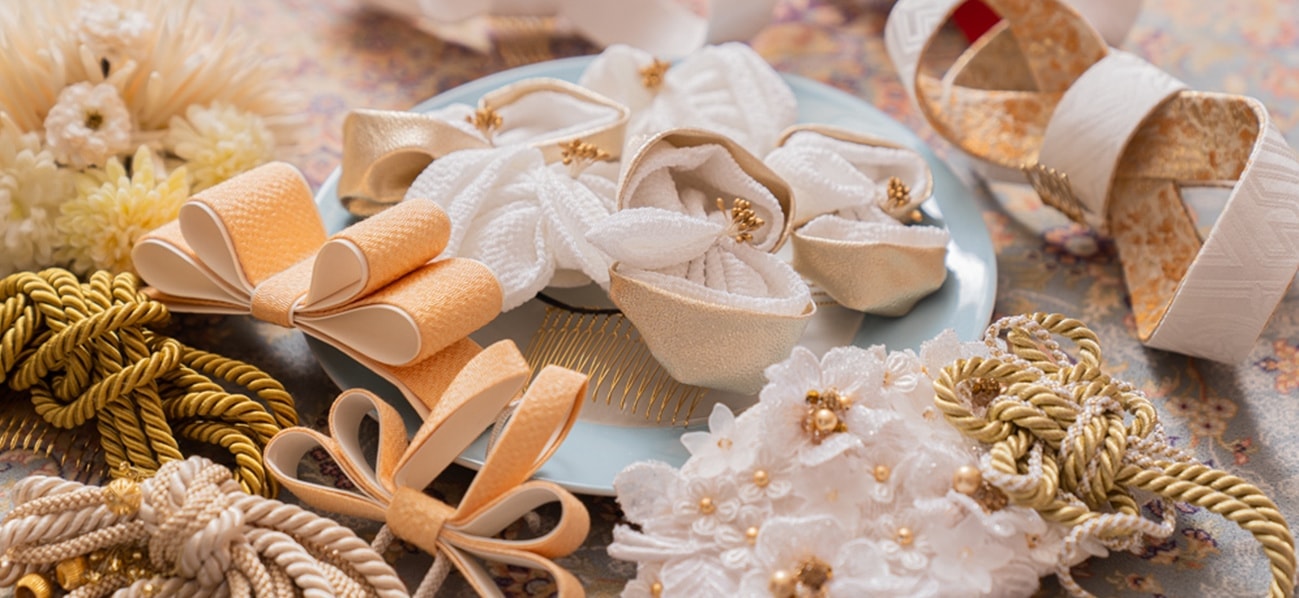 和装髪飾り　組紐　帯布