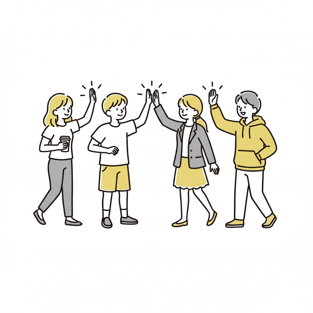 多数が喜ぶ　イラスト